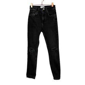 Zara Distressed High-Rise Skinny Jeans Black Size 2